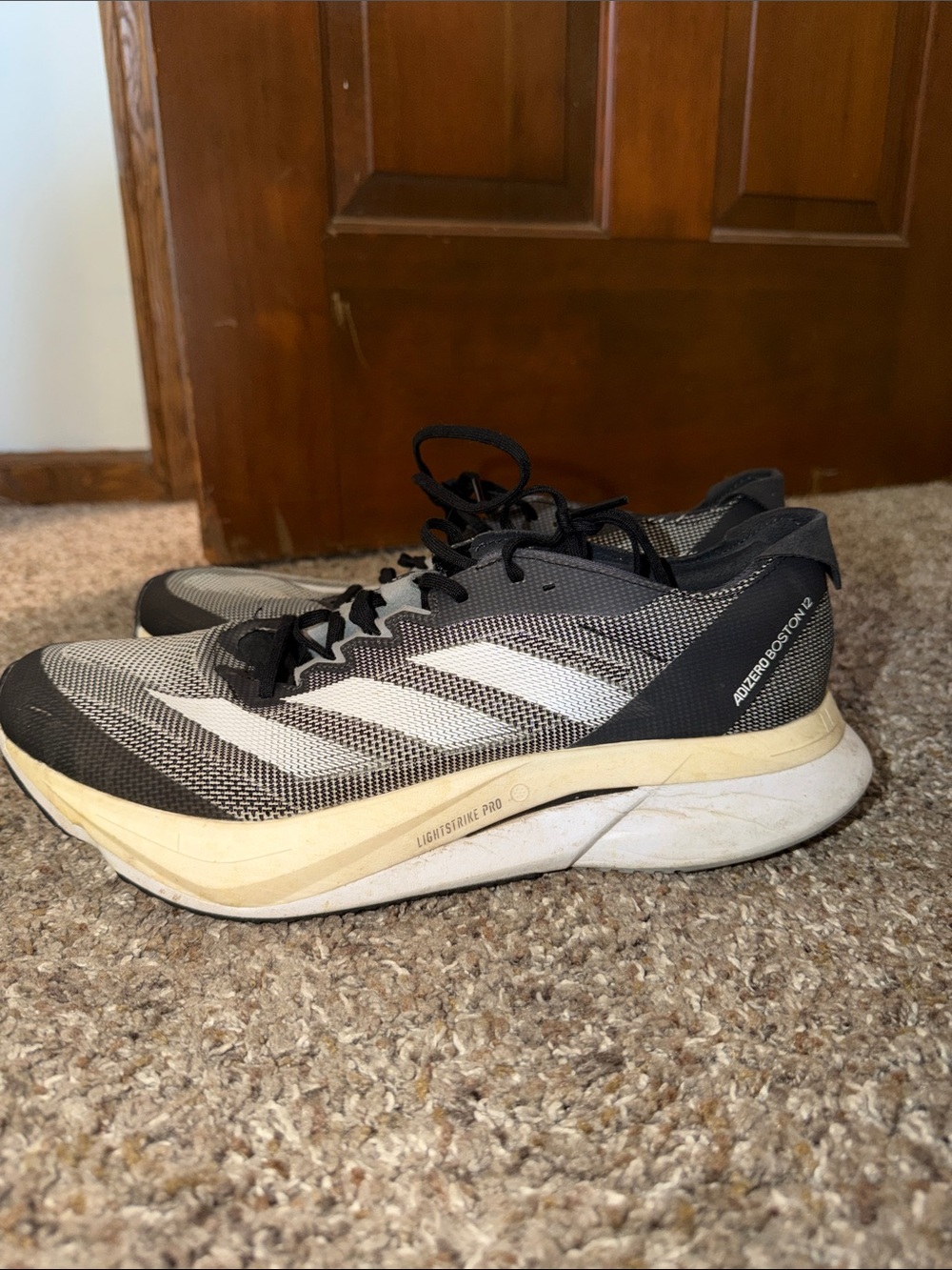 adidas Adizero Road Running Shoes - Black, White, Cream